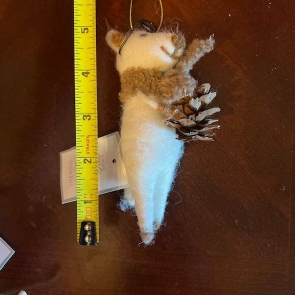 Felt white Mouse Christmas Ornament With Glasses & Pinecone scarft hanging loop‎ - Picture 2 of 5